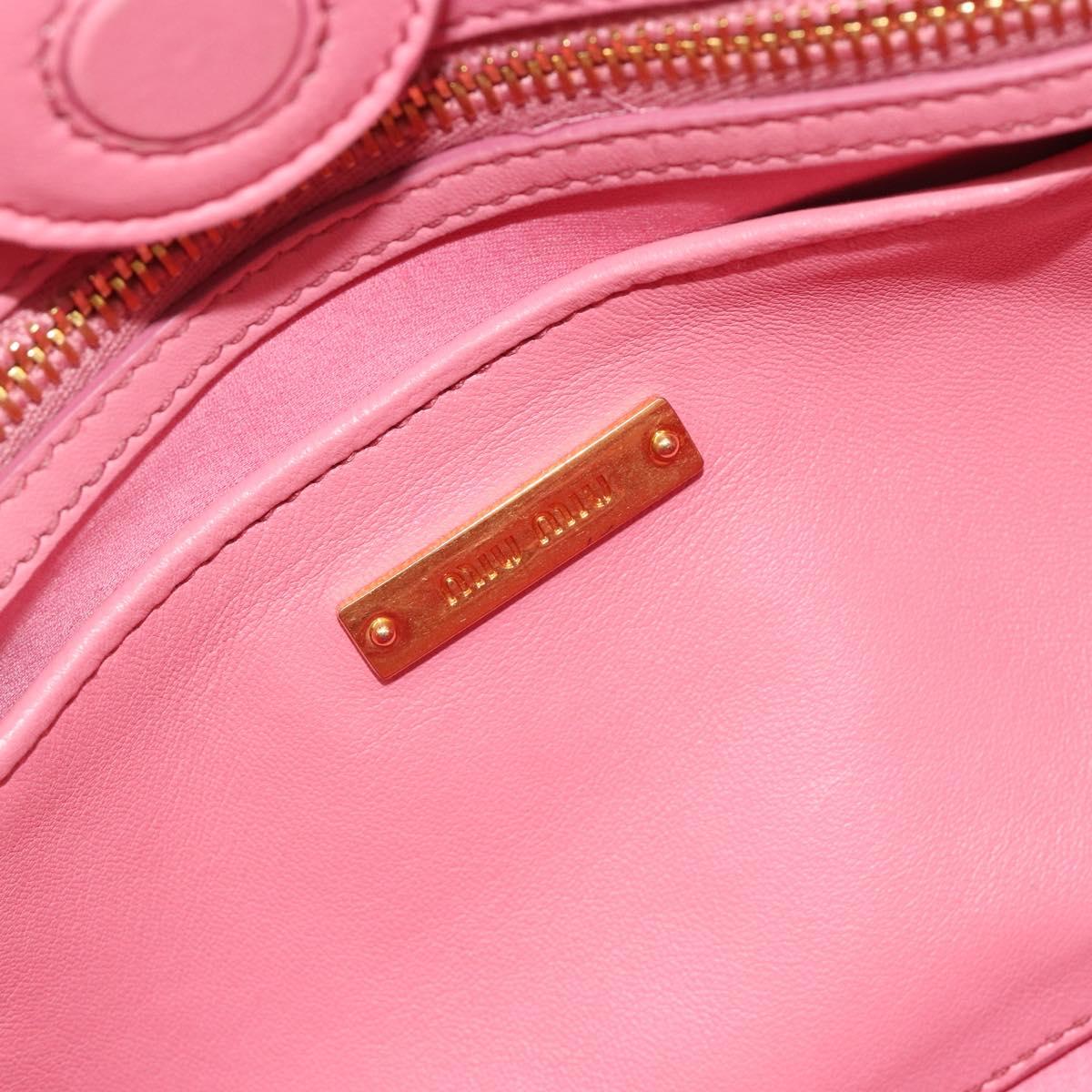 Miu Miu Matelasse Hand Bag Leather 2way Pink Gold Auth 192670A
