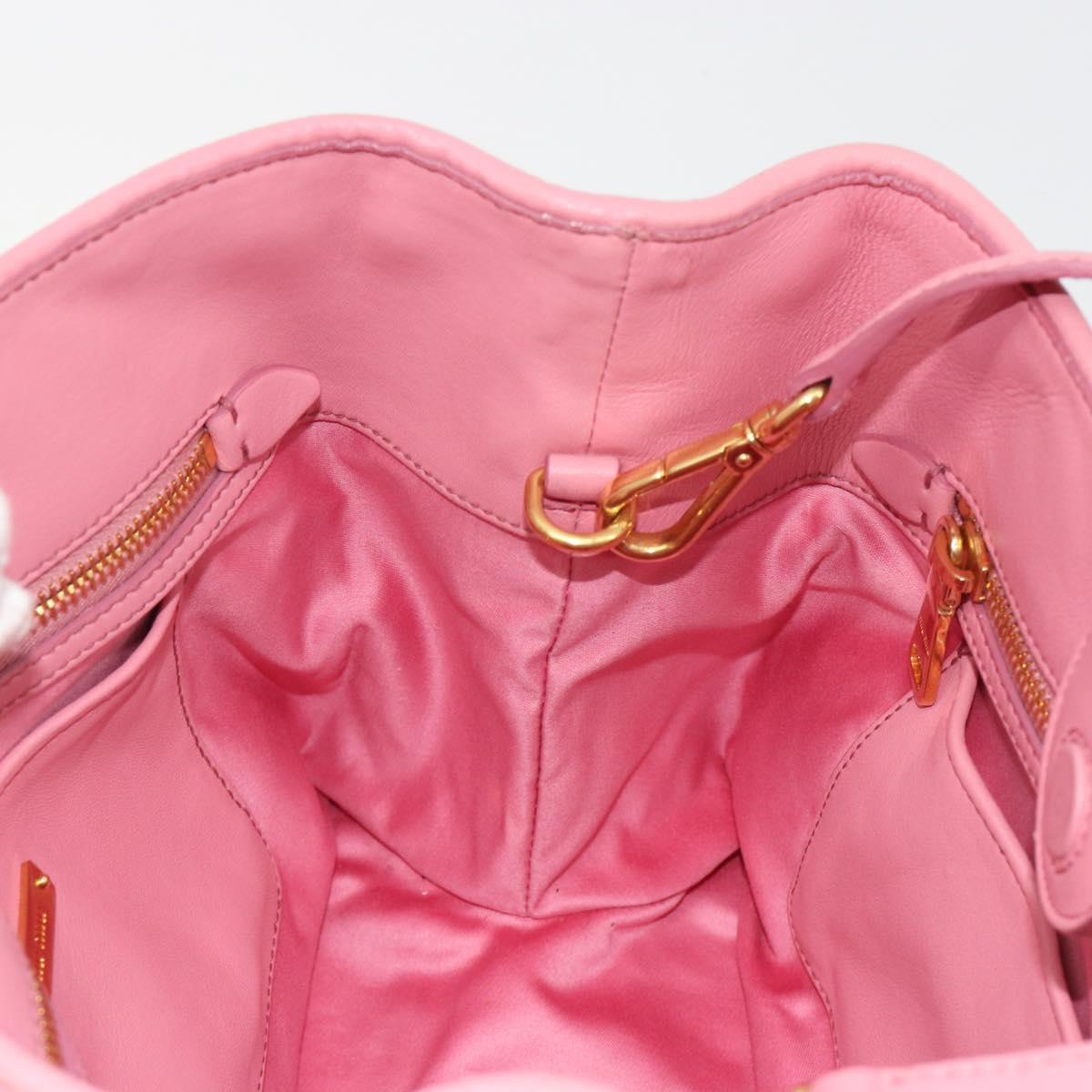 Miu Miu Matelasse Hand Bag Leather 2way Pink Gold Auth 192670A