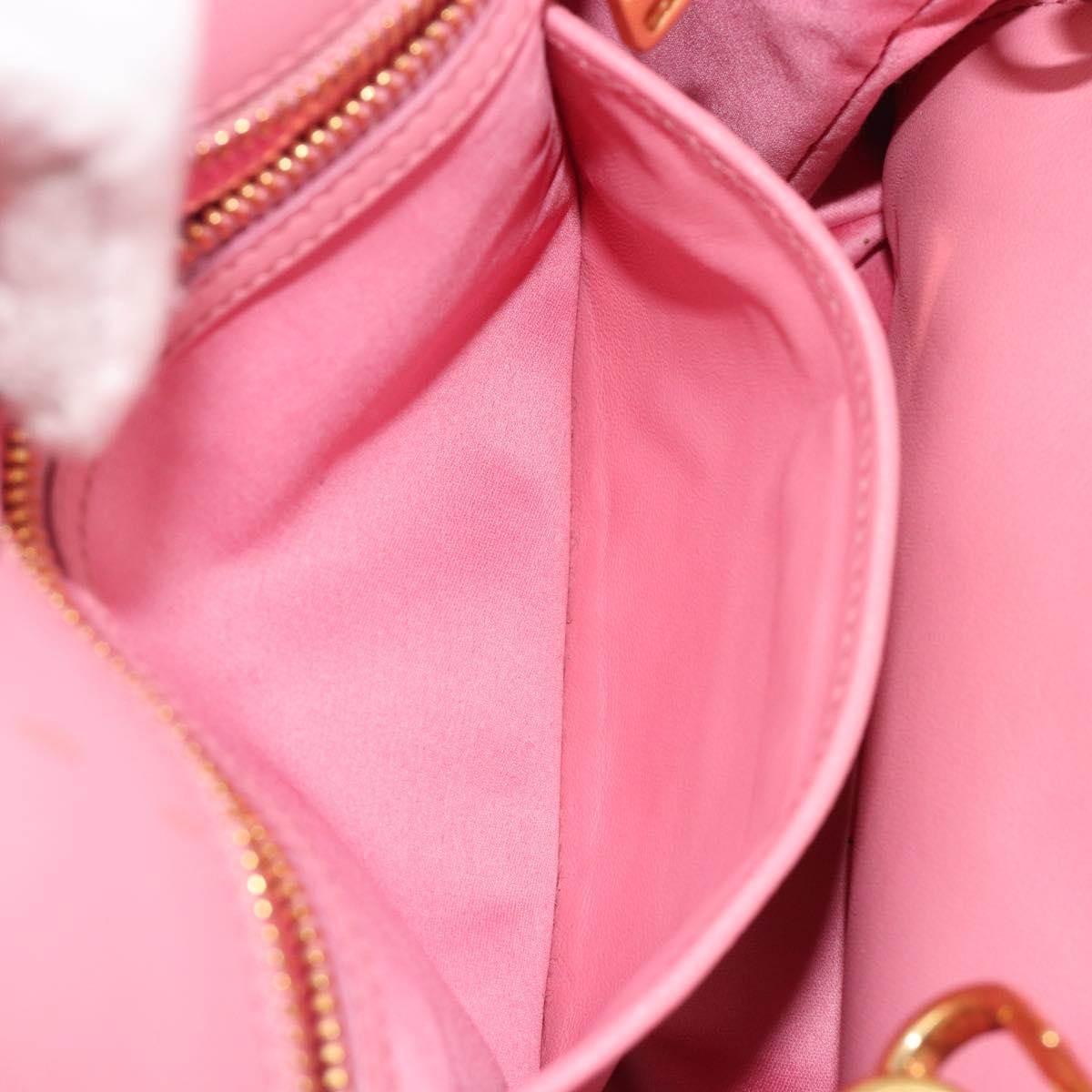 Miu Miu Matelasse Hand Bag Leather 2way Pink Gold Auth 192670A