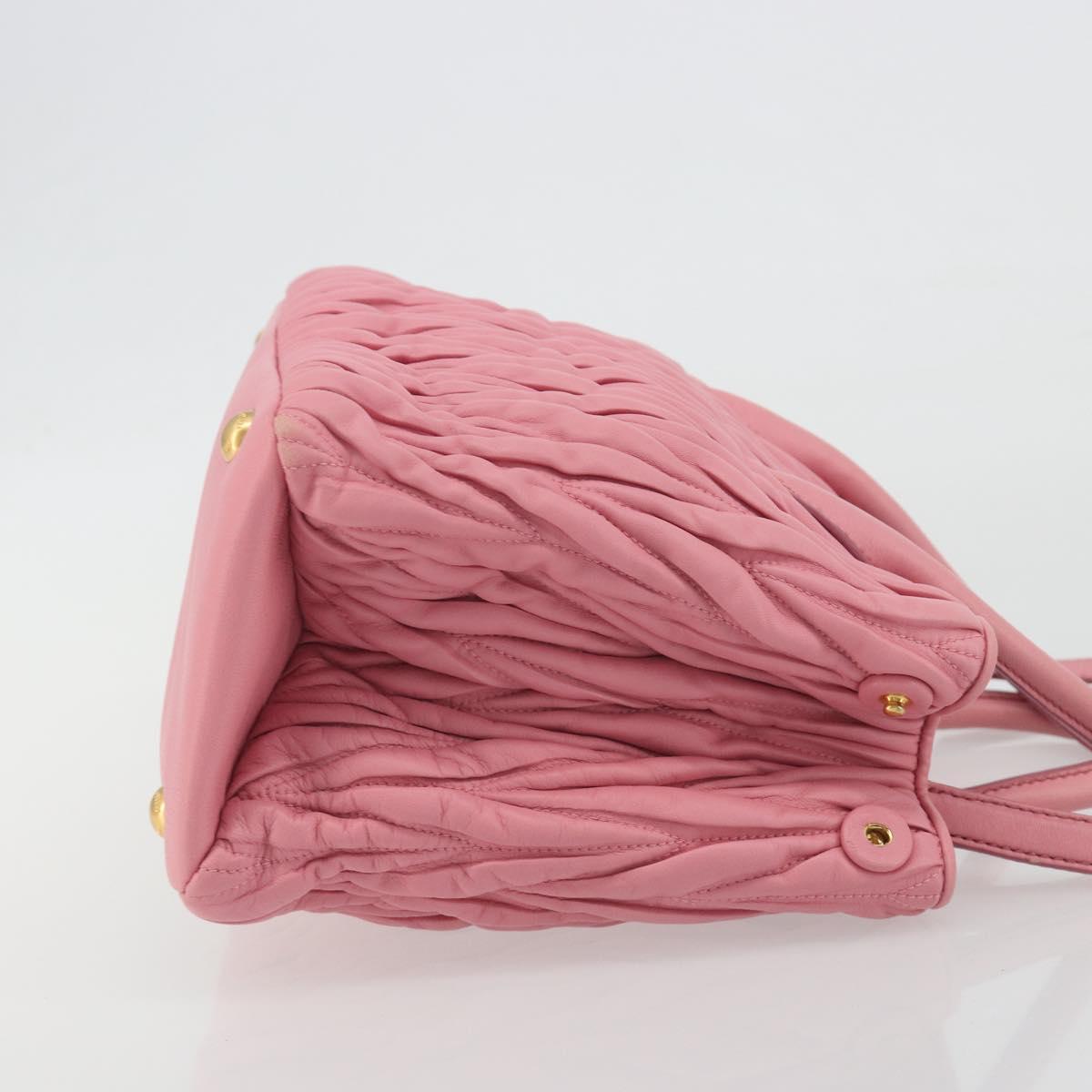 Miu Miu Matelasse Hand Bag Leather 2way Pink Gold Auth 192670A