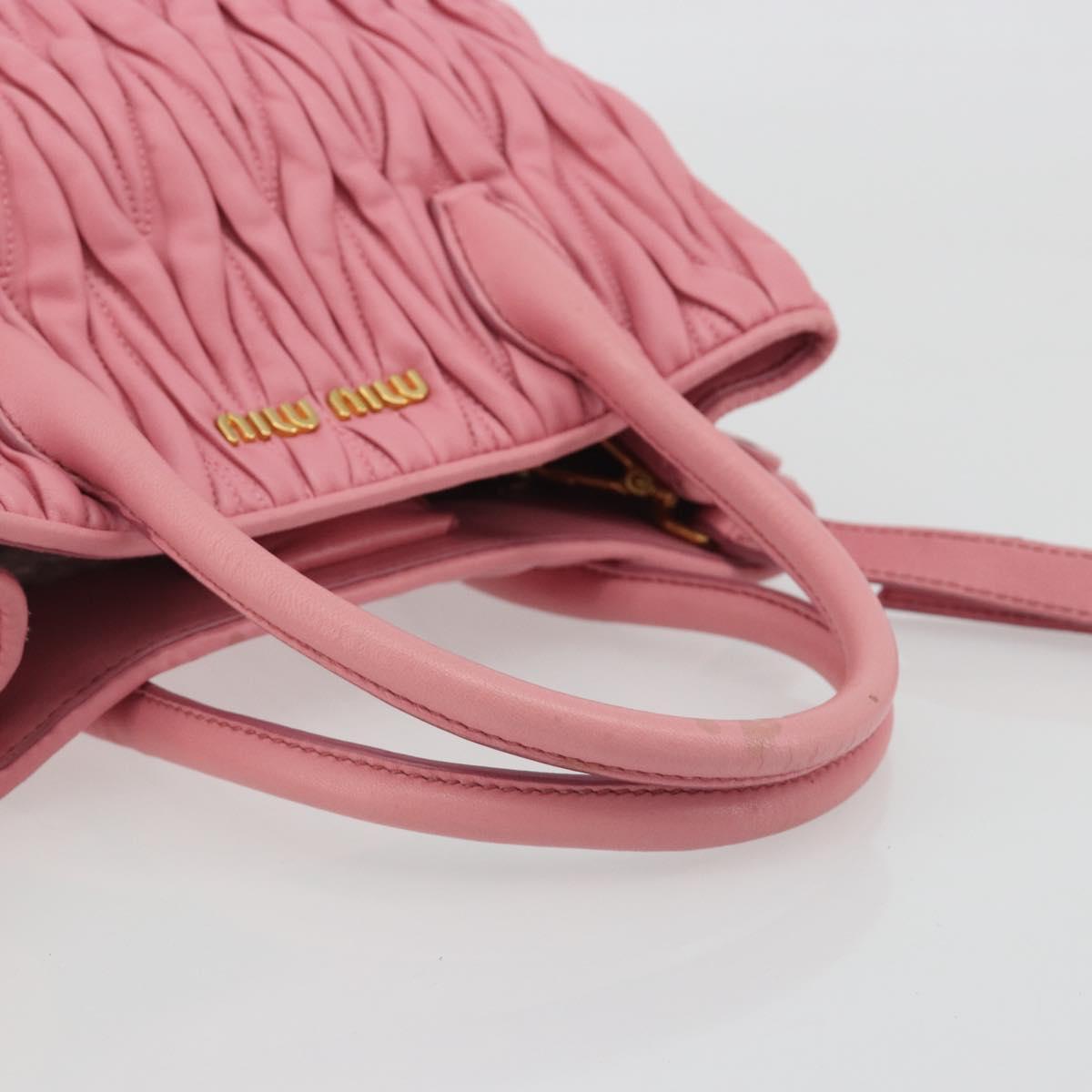 Miu Miu Matelasse Hand Bag Leather 2way Pink Gold Auth 192670A