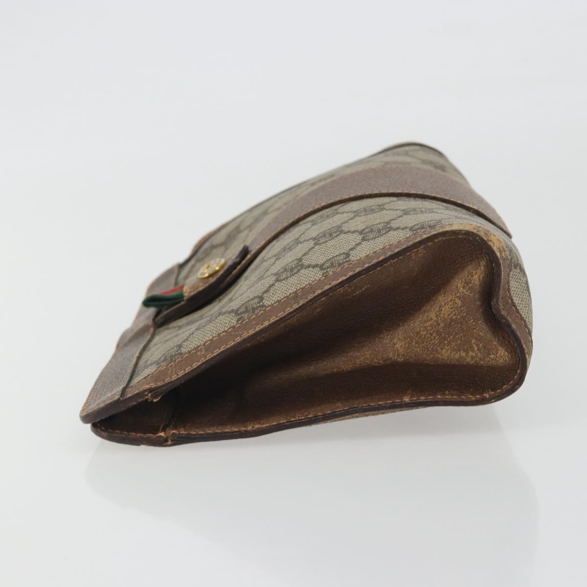 GUCCI GG Supreme Web Sherry Line Bag PVC Beige Gold 156 01 032 Auth 192673