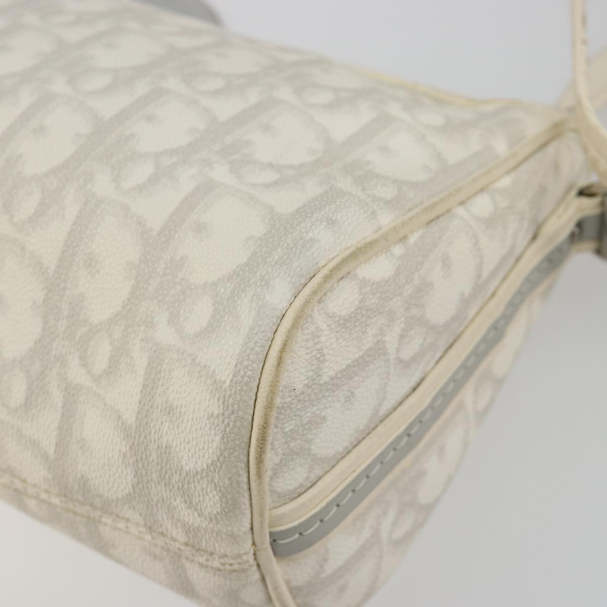 Christian Dior Trotter Canvas Romantic Bag PVC White Silver Auth 192675A