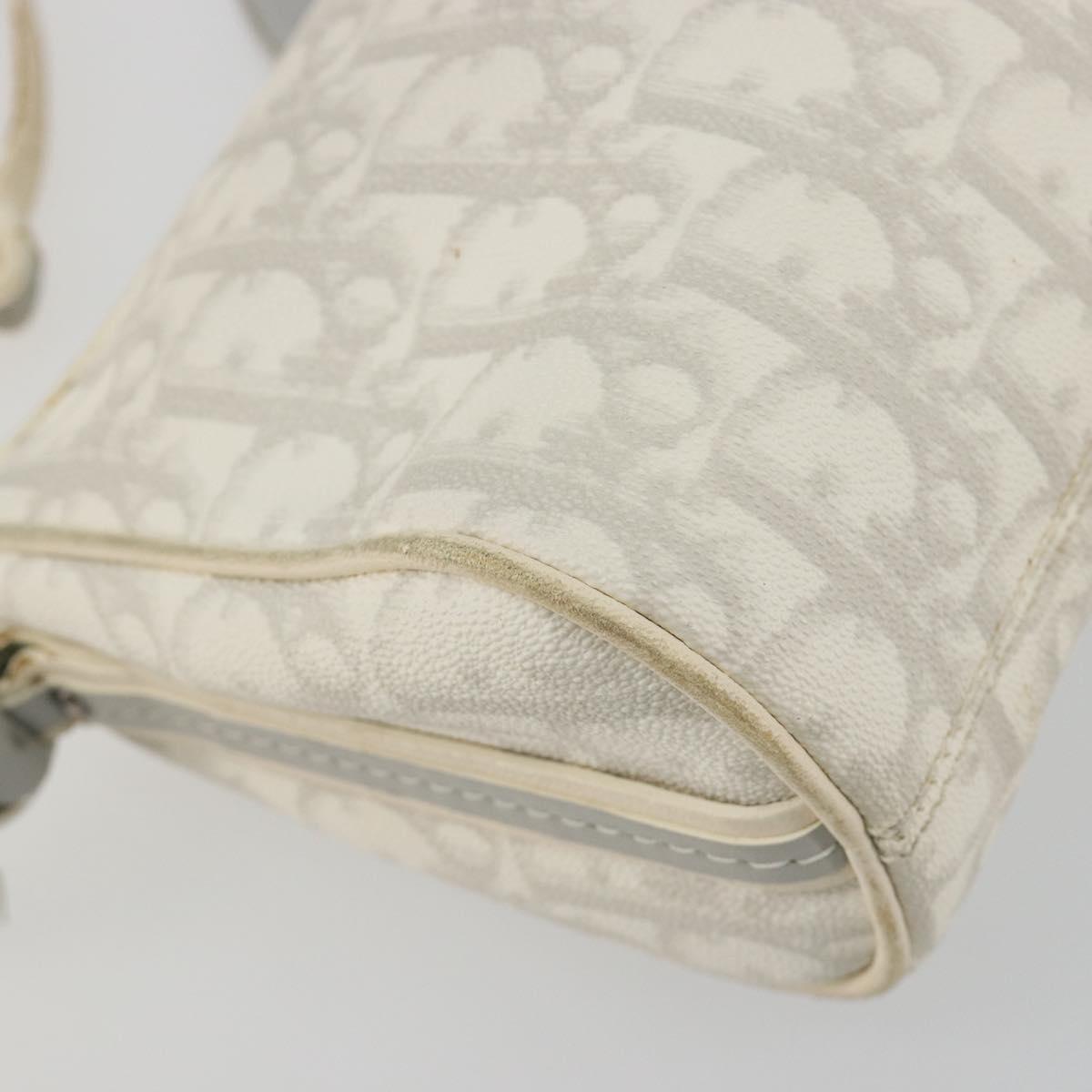 Christian Dior Trotter Canvas Romantic Bag PVC White Silver Auth 192675A