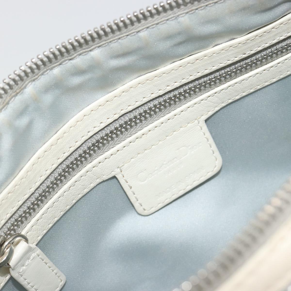 Christian Dior Trotter Canvas Romantic Bag PVC White Silver Auth 192675A