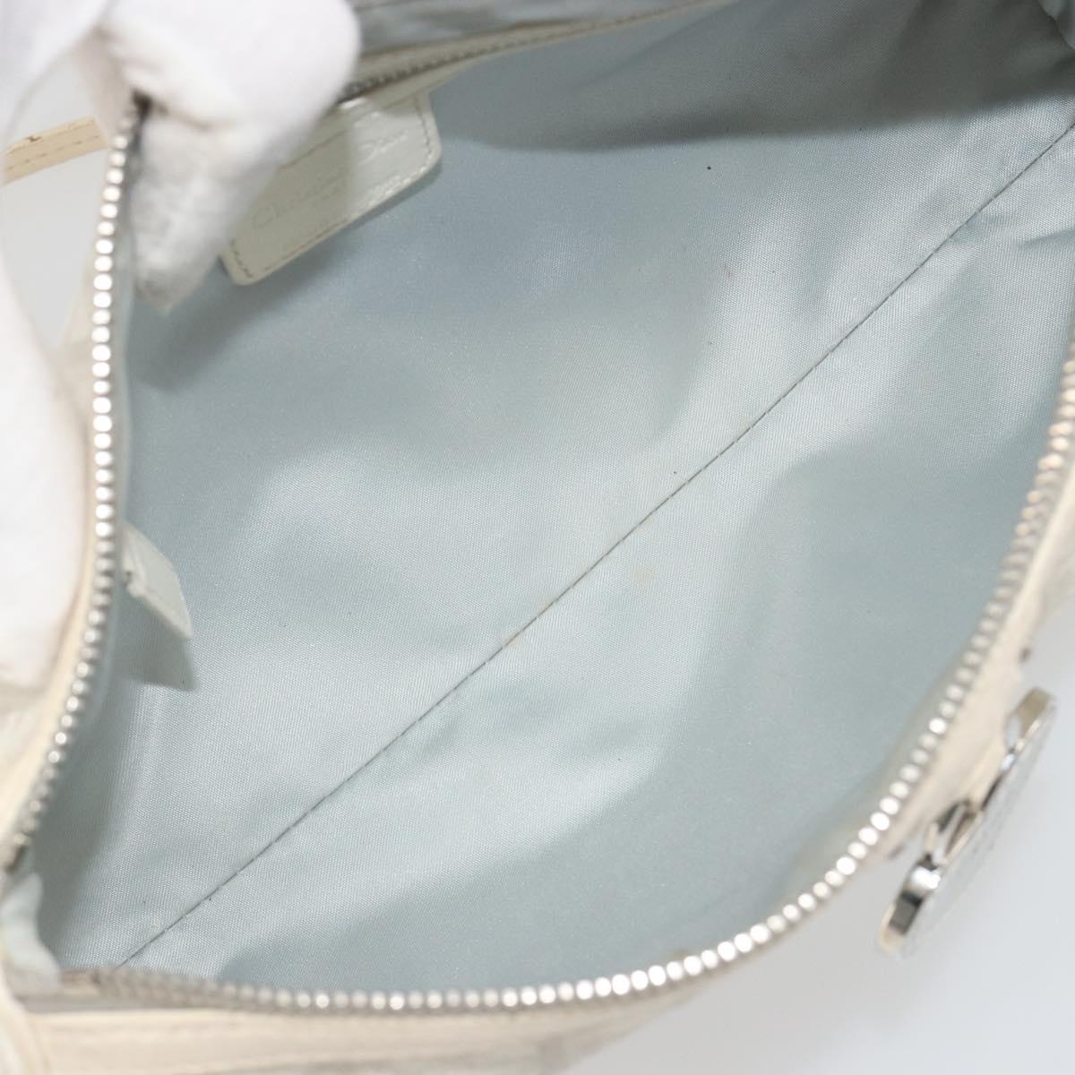 Christian Dior Trotter Canvas Romantic Bag PVC White Silver Auth 192675A