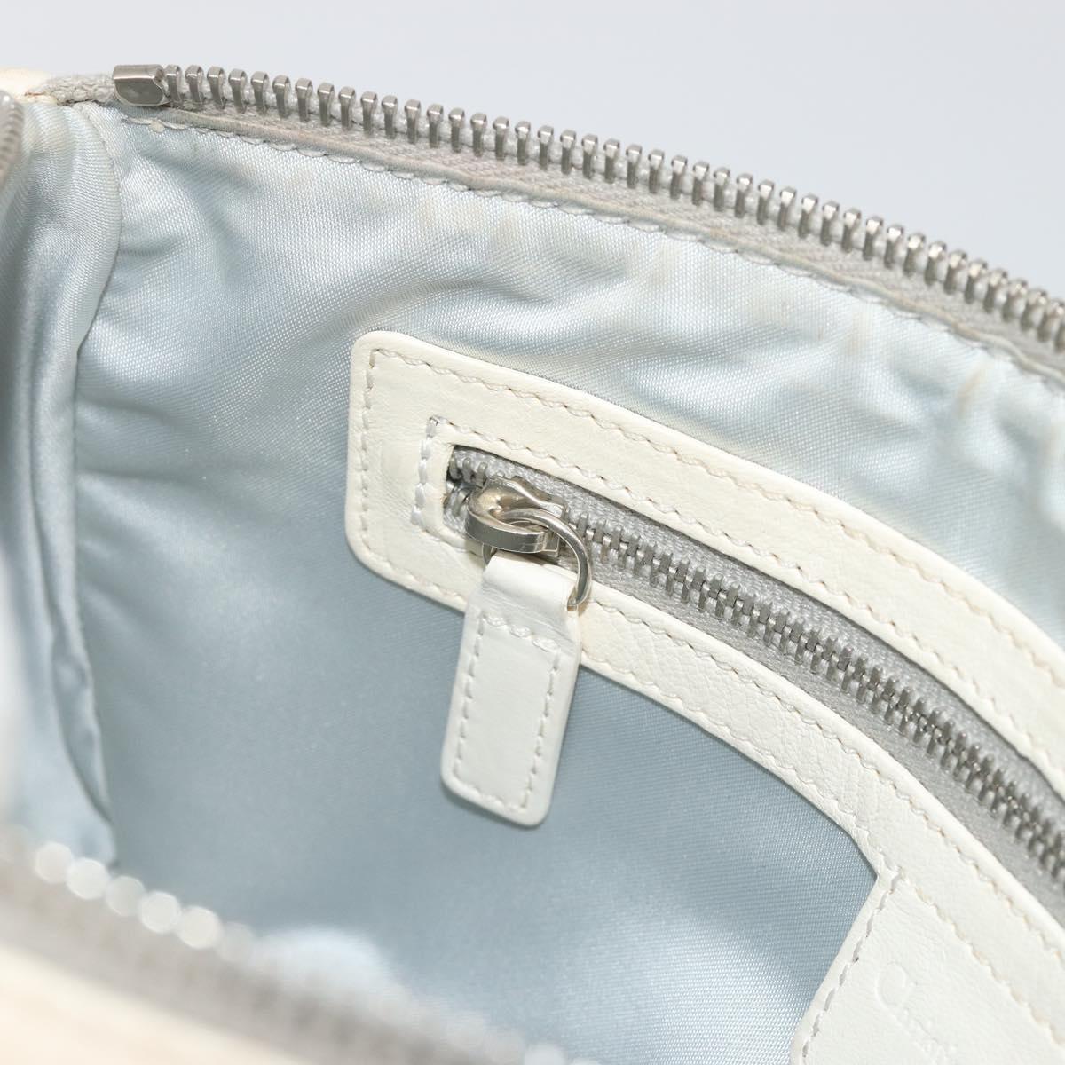 Christian Dior Trotter Canvas Romantic Bag PVC White Silver Auth 192675A