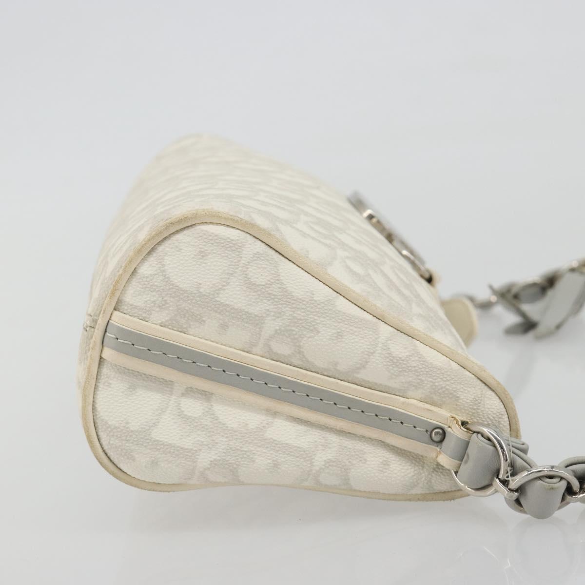 Christian Dior Trotter Canvas Romantic Bag PVC White Silver Auth 192675A