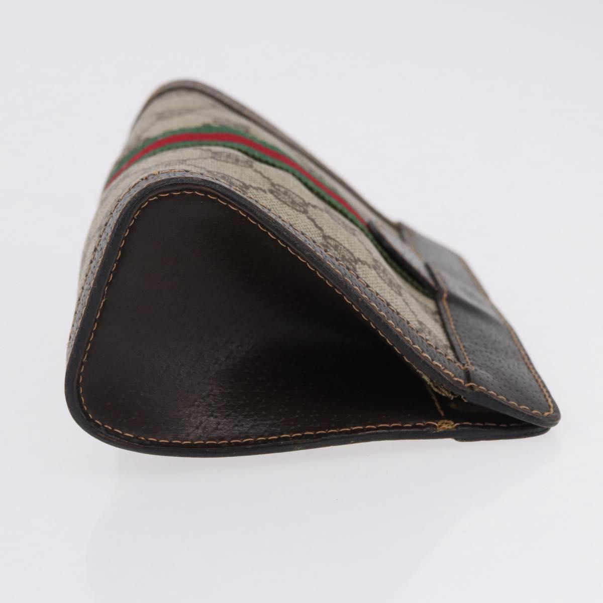 GUCCI GG Supreme Web Sherry Line Clutch Bag PVC Suede 2 Set Beige Auth 192683