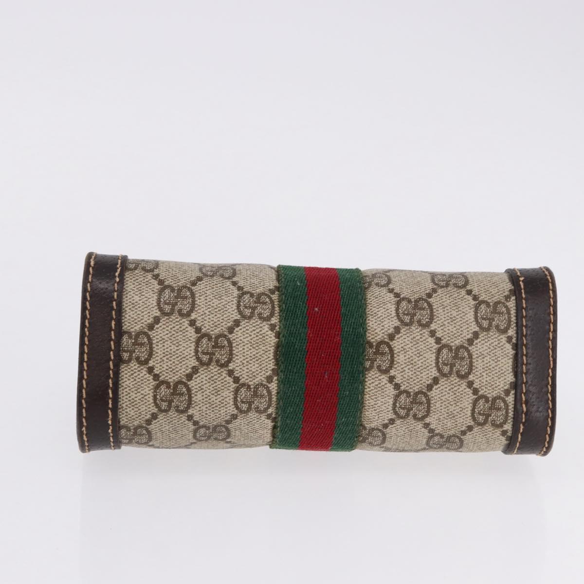 GUCCI GG Supreme Web Sherry Line Clutch Bag PVC Suede 2 Set Beige Auth 192683