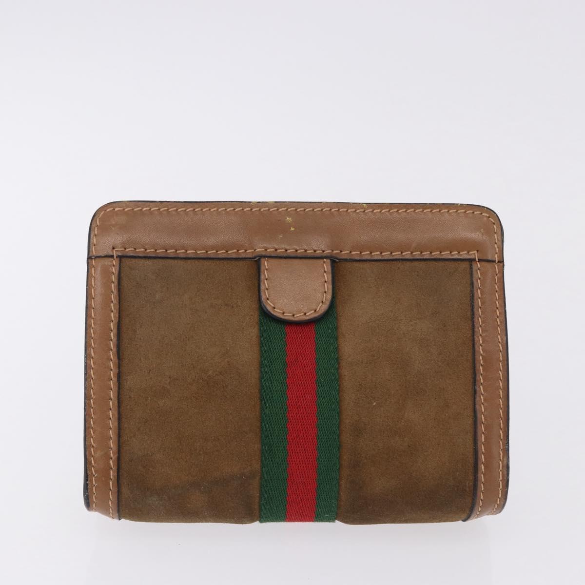 GUCCI GG Supreme Web Sherry Line Clutch Bag PVC Suede 2 Set Beige Auth 192683