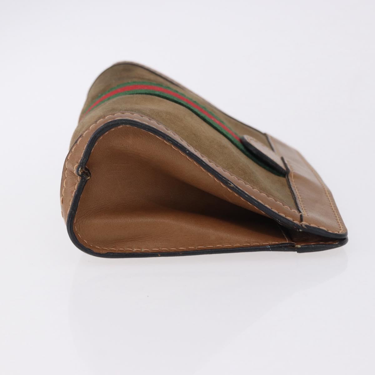 GUCCI GG Supreme Web Sherry Line Clutch Bag PVC Suede 2 Set Beige Auth 192683