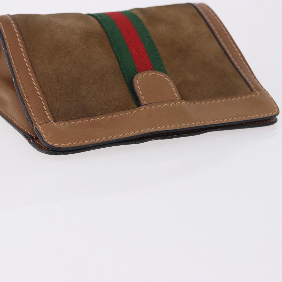 GUCCI GG Supreme Web Sherry Line Clutch Bag PVC Suede 2 Set Beige Auth 192683