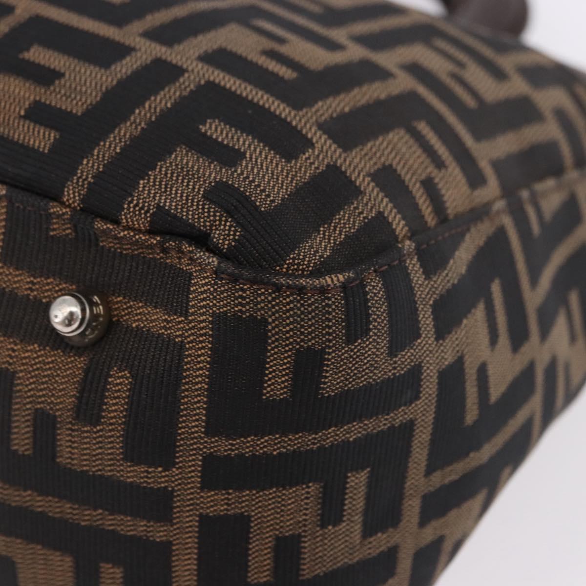 FENDI Zucca Canvas Hand Bag Brown Silver Auth 192690A