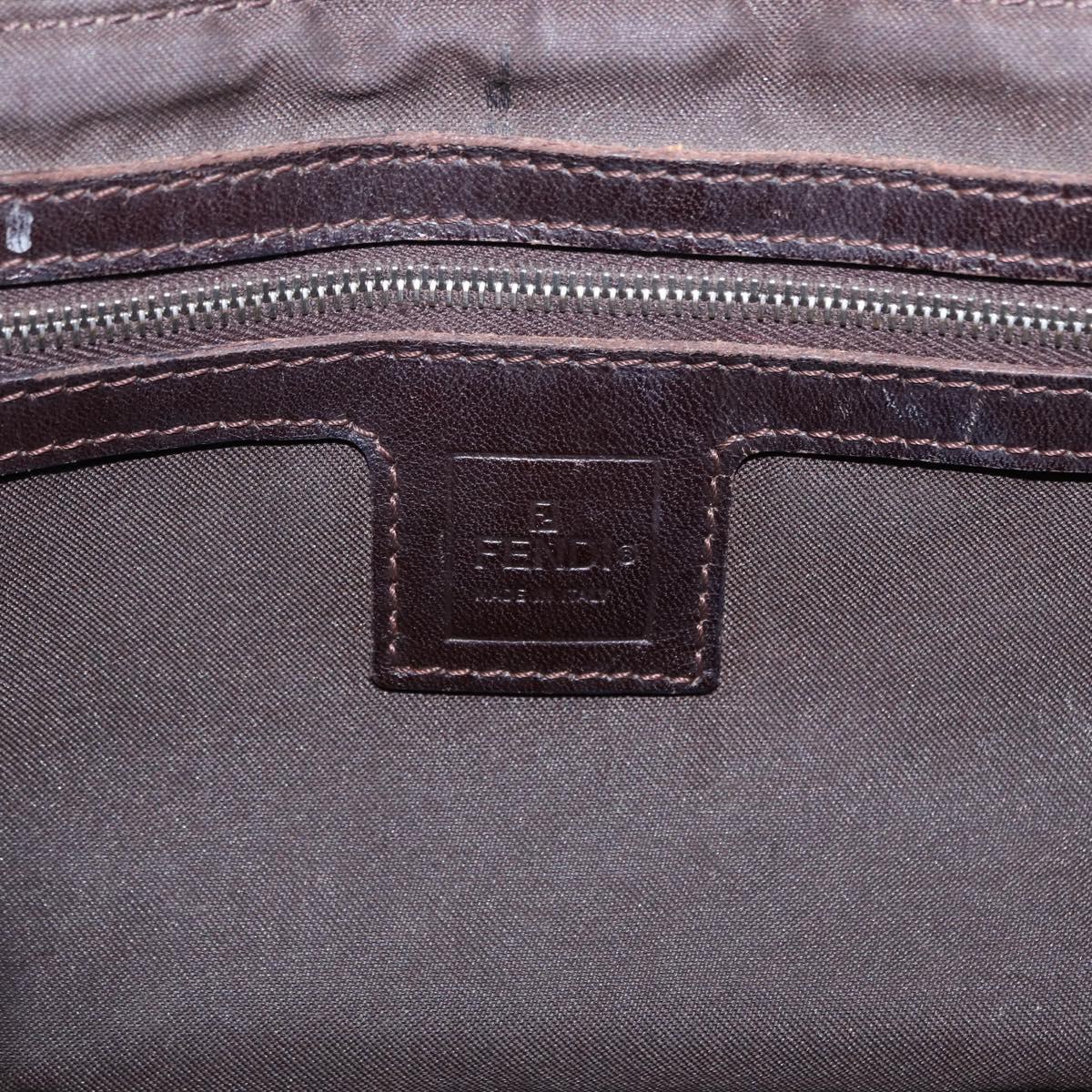 FENDI Zucca Canvas Hand Bag Brown Silver Auth 192690A