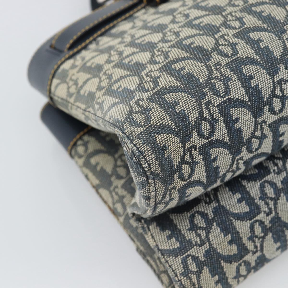 Christian Dior Trotter Canvas Hand Bag Navy Silver Auth 192691