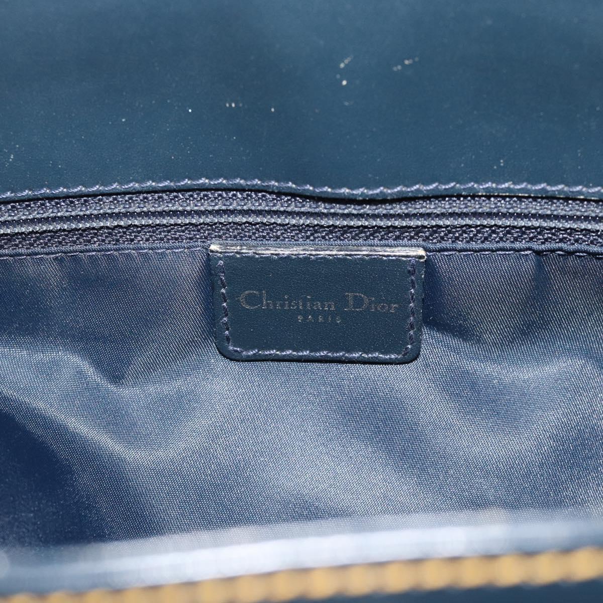 Christian Dior Trotter Canvas Hand Bag Navy Silver Auth 192691