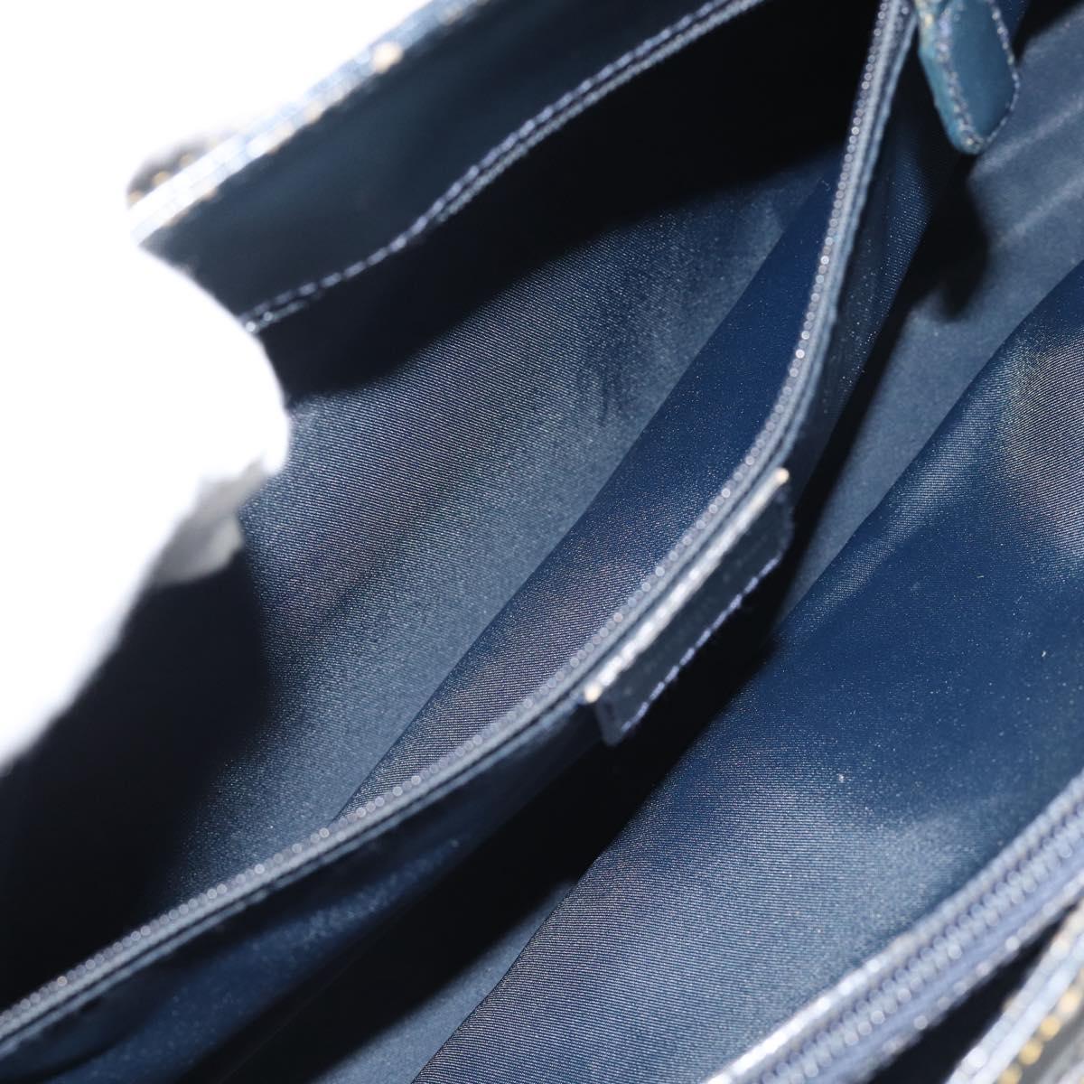 Christian Dior Trotter Canvas Hand Bag Navy Silver Auth 192691