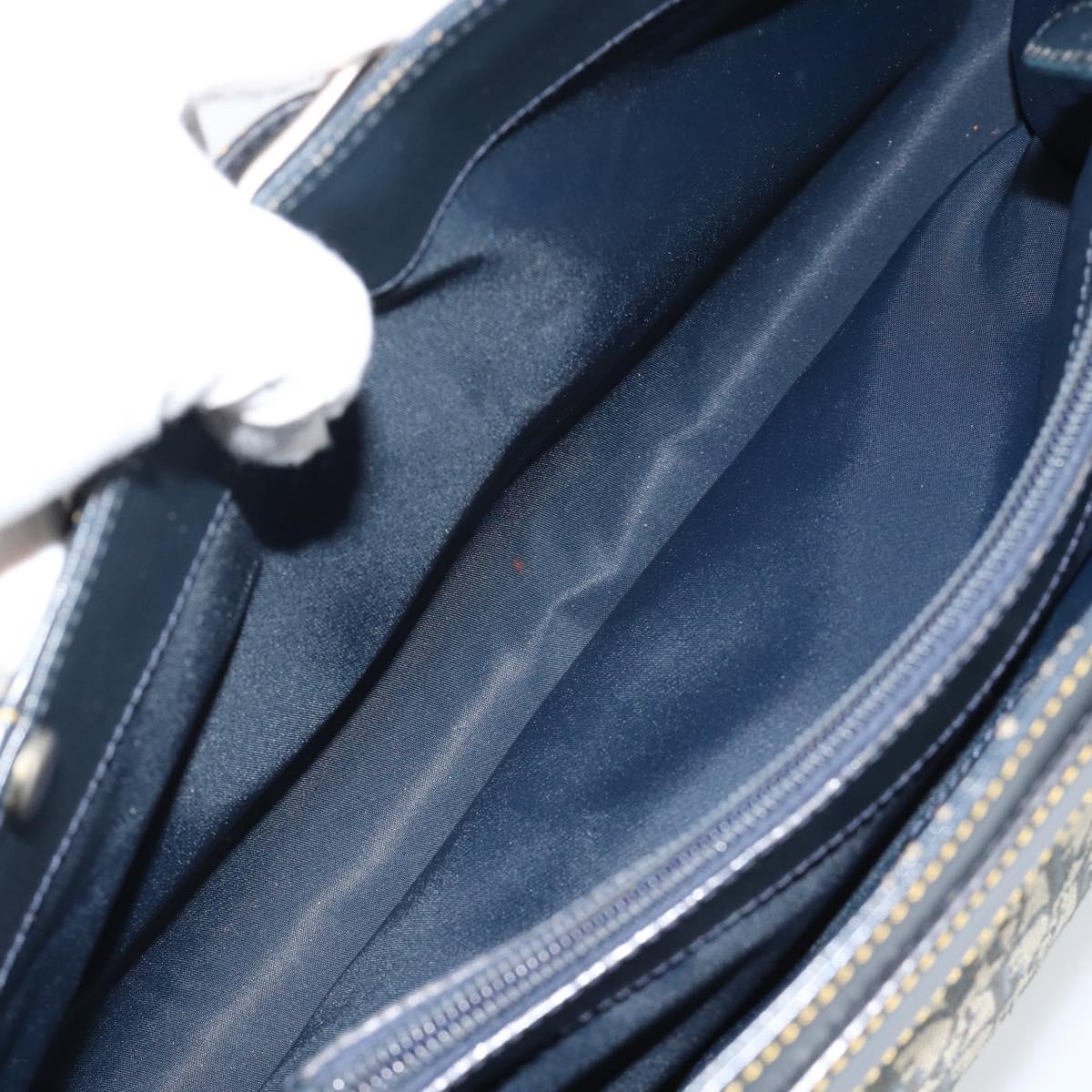 Christian Dior Trotter Canvas Hand Bag Navy Silver Auth 192691