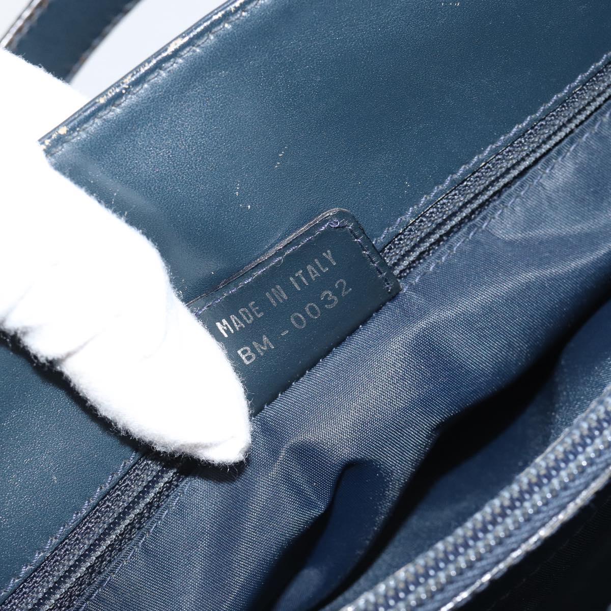 Christian Dior Trotter Canvas Hand Bag Navy Silver Auth 192691