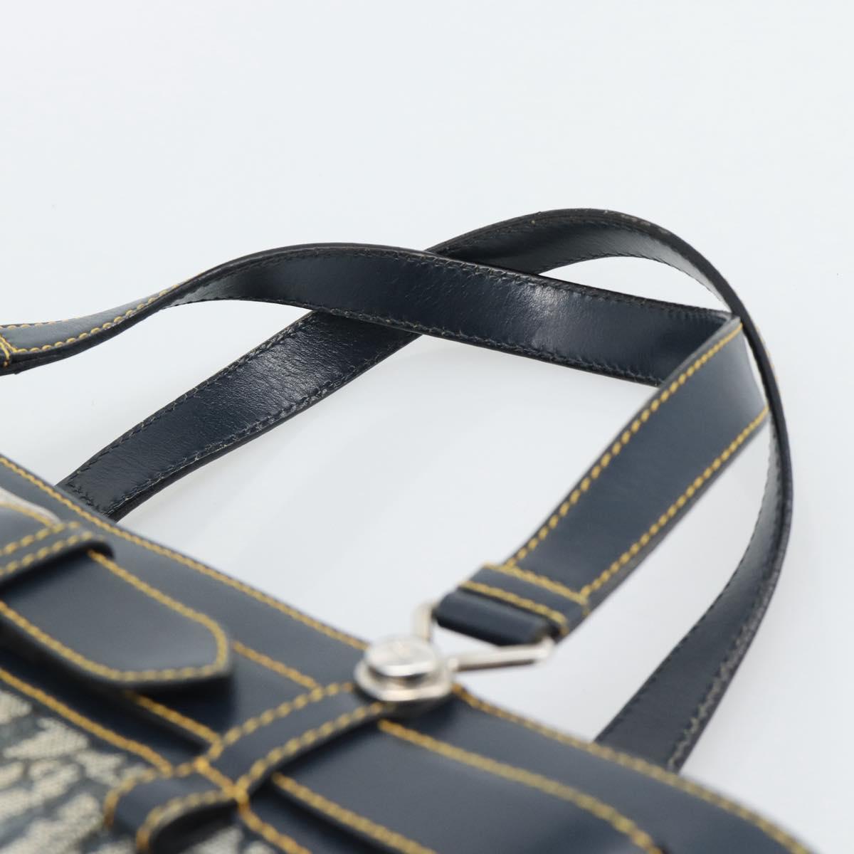 Christian Dior Trotter Canvas Hand Bag Navy Silver Auth 192691