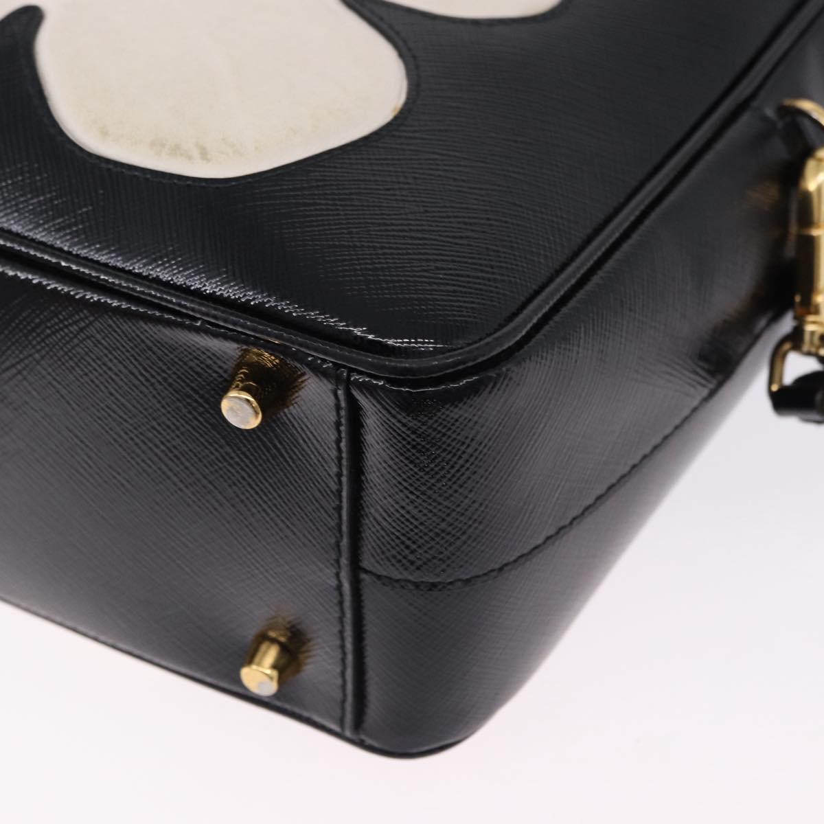 PRADA Hand Bag Saffiano leather 2way Black Gold Tone Auth 192692A