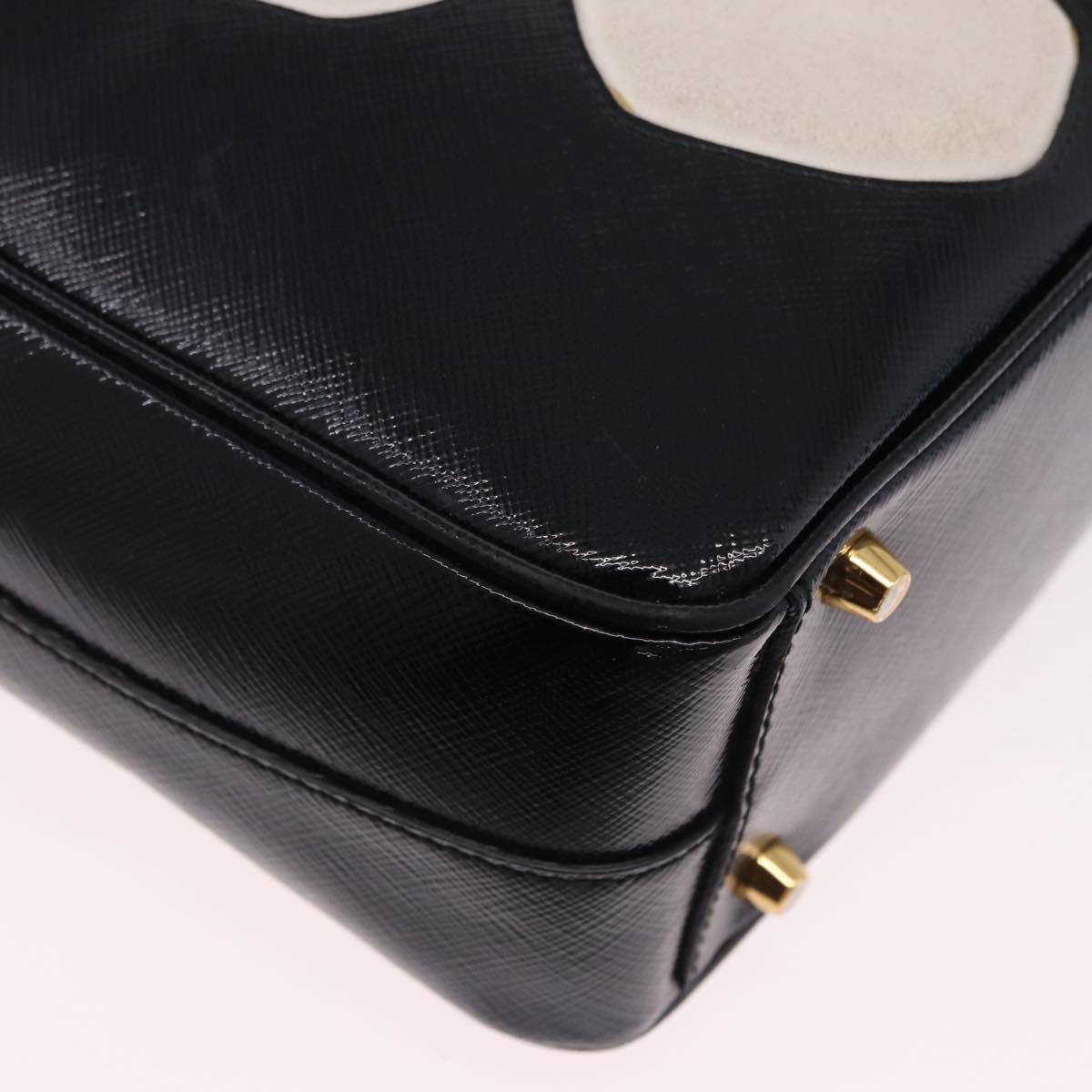 PRADA Hand Bag Saffiano leather 2way Black Gold Tone Auth 192692A