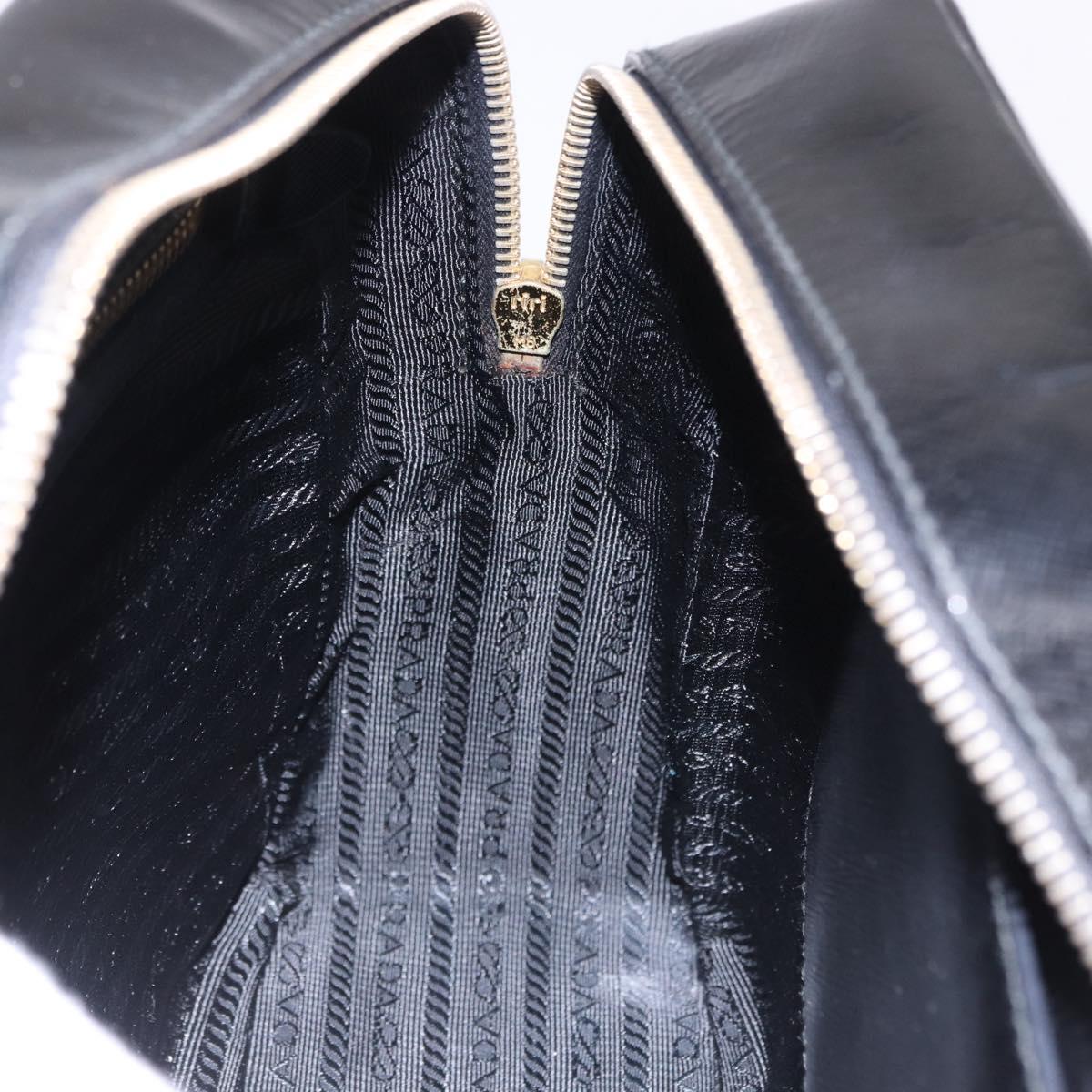 PRADA Hand Bag Saffiano leather 2way Black Gold Tone Auth 192692A
