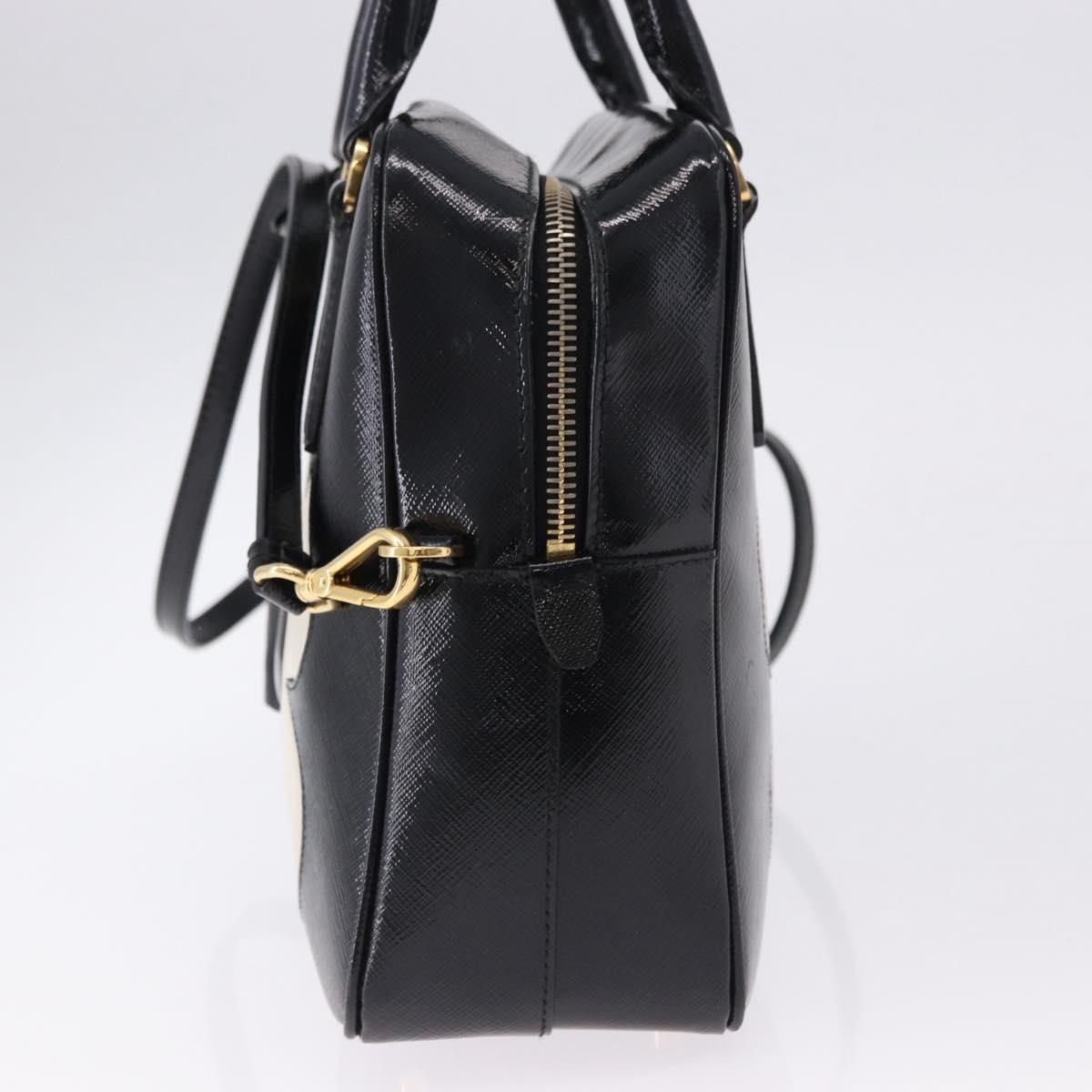 PRADA Hand Bag Saffiano leather 2way Black Gold Tone Auth 192692A