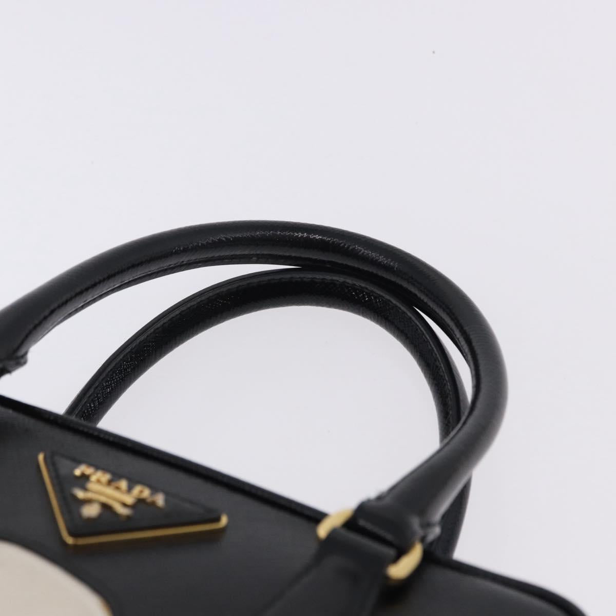 PRADA Hand Bag Saffiano leather 2way Black Gold Tone Auth 192692A