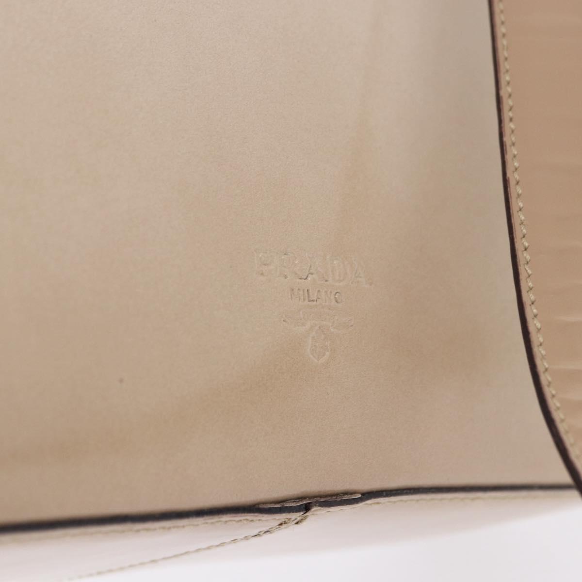 PRADA Shoulder Bag Leather Ivory Silver Auth 192693A