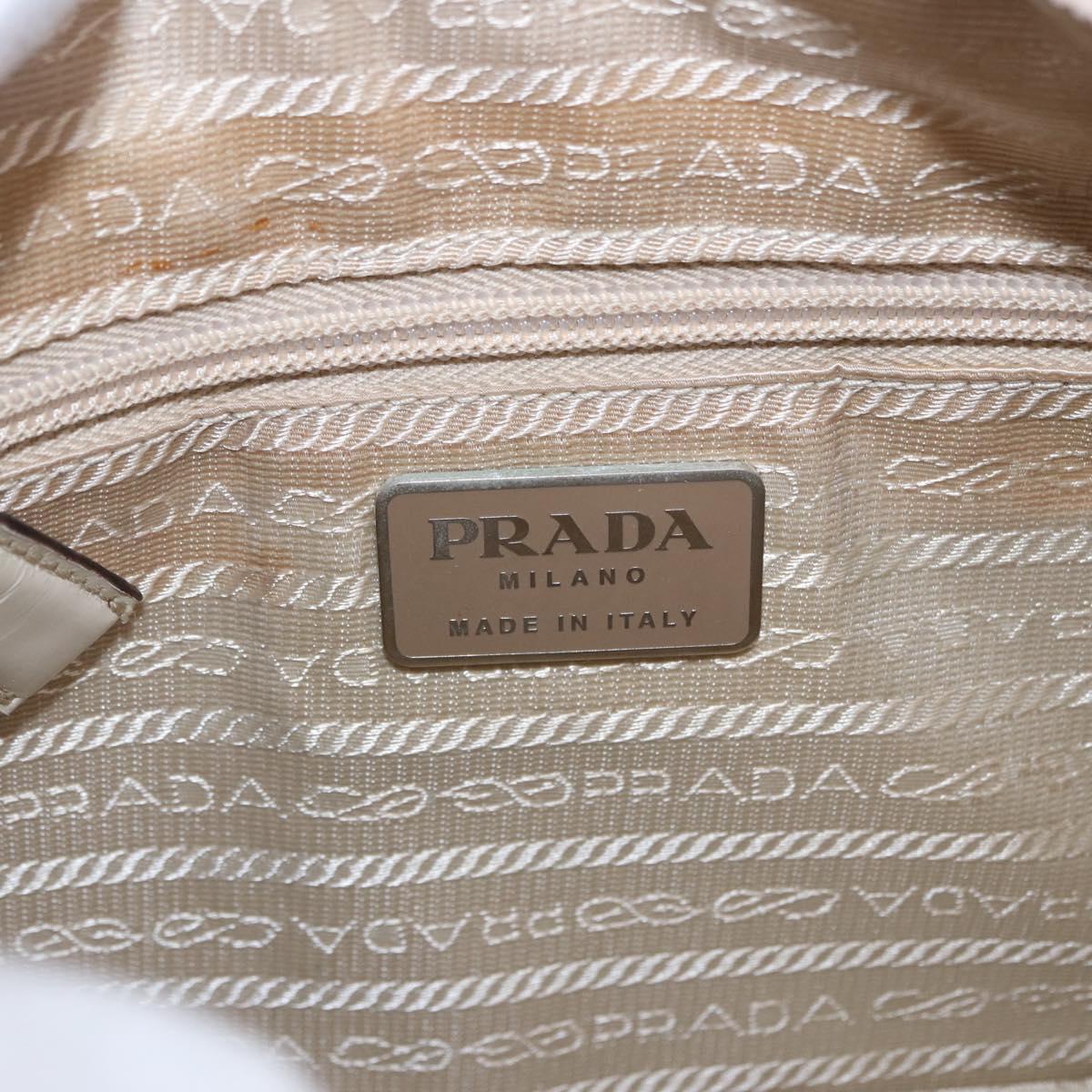 PRADA Shoulder Bag Leather Ivory Silver Auth 192693A