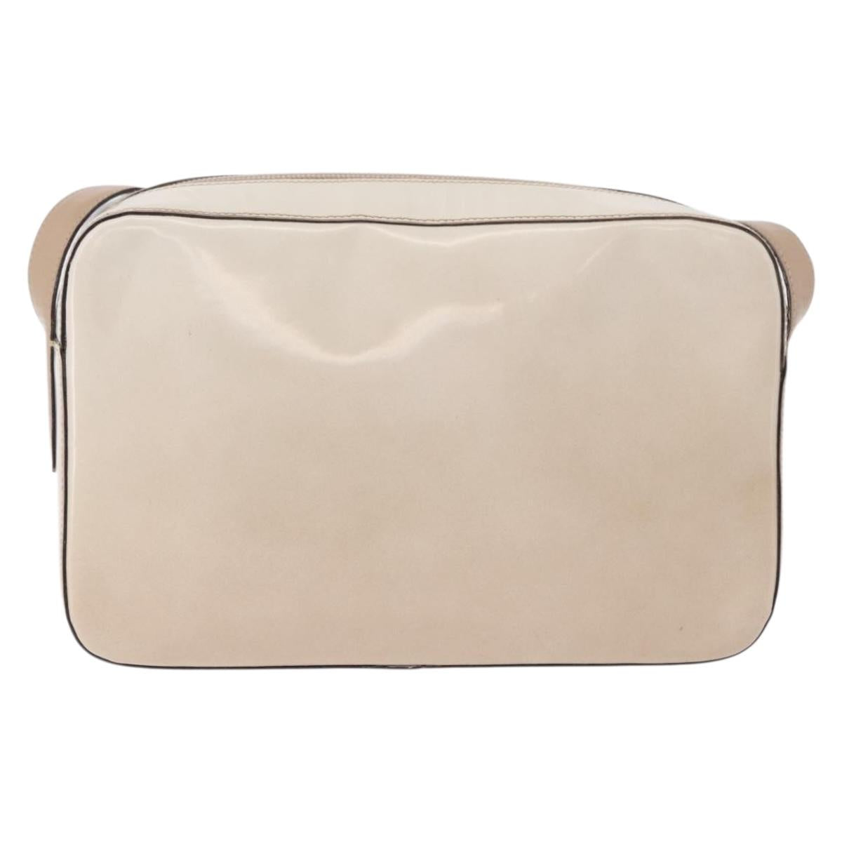 PRADA Shoulder Bag Leather Ivory Silver Auth 192693A
