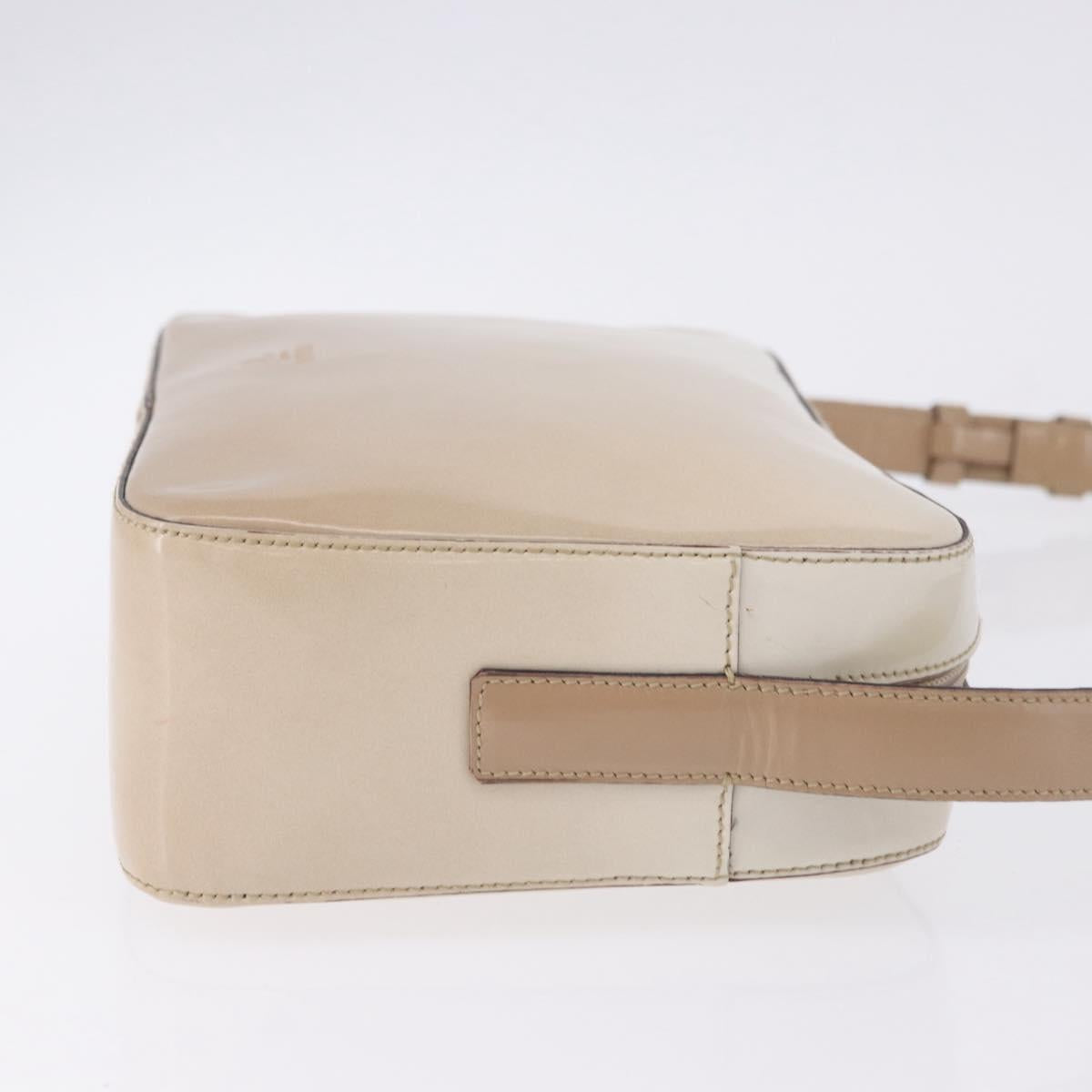 PRADA Shoulder Bag Leather Ivory Silver Auth 192693A