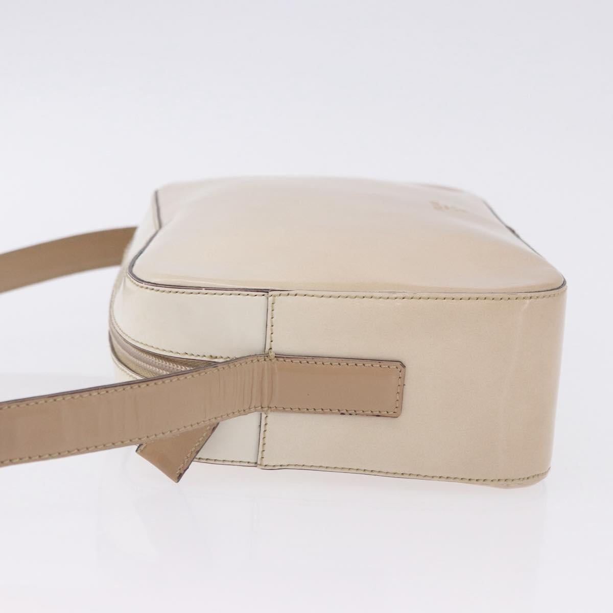 PRADA Shoulder Bag Leather Ivory Silver Auth 192693A