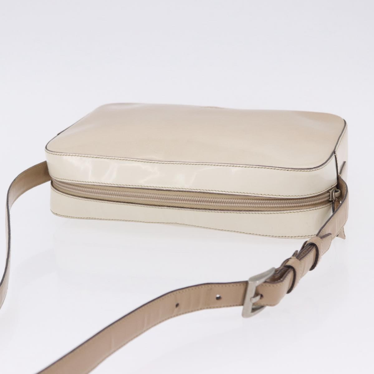 PRADA Shoulder Bag Leather Ivory Silver Auth 192693A