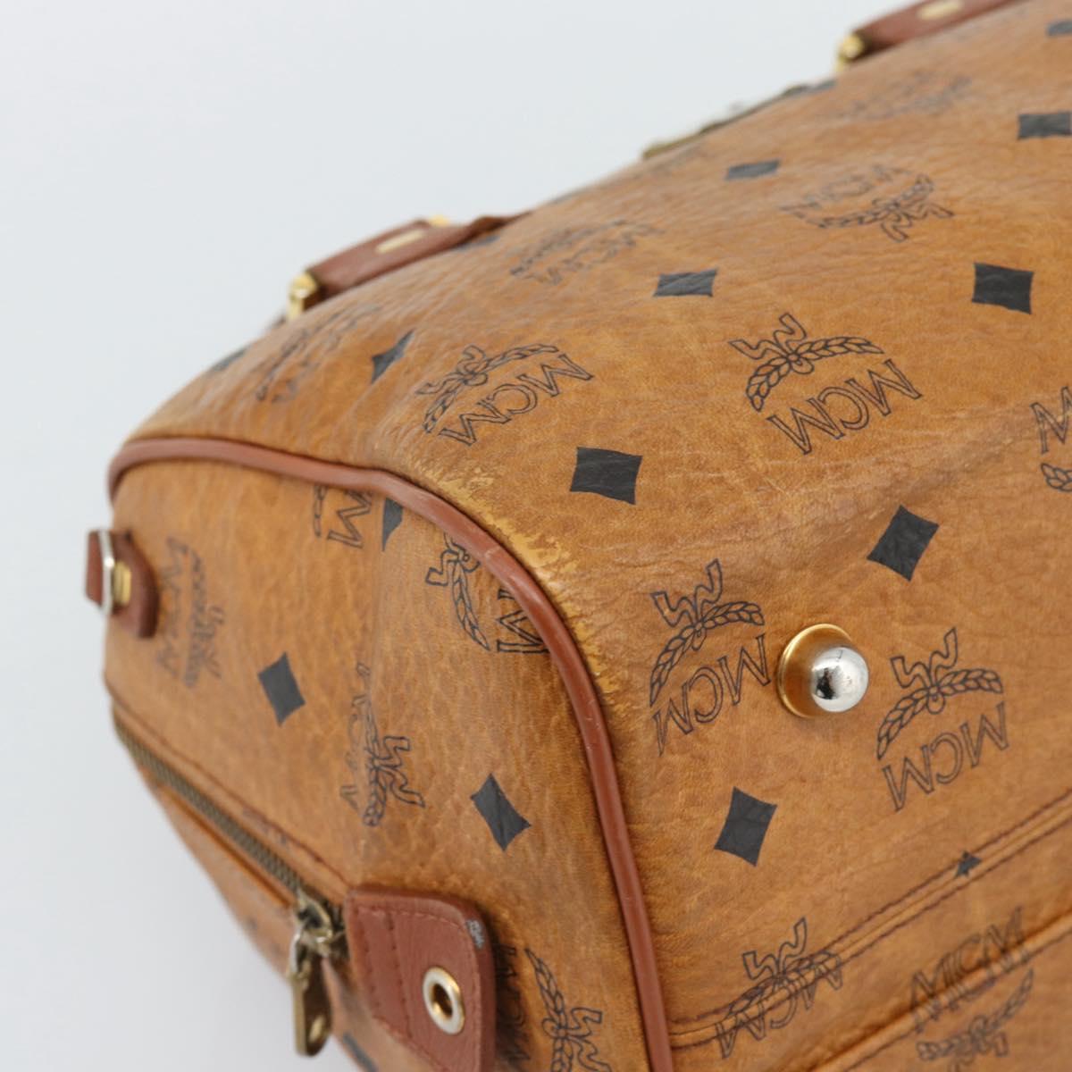 MCM Vicetos Hand Bag PVC Leather Brown Gold Tone Auth 192694
