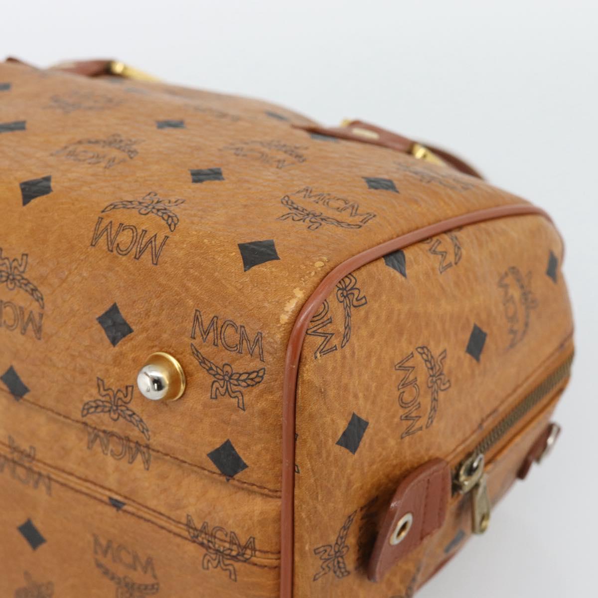 MCM Vicetos Hand Bag PVC Leather Brown Gold Tone Auth 192694