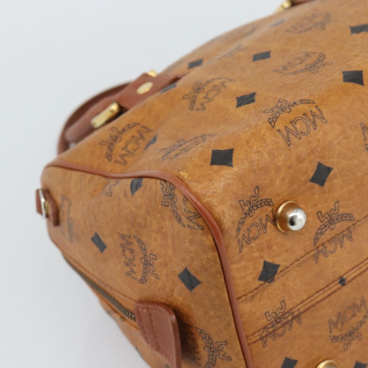 MCM Vicetos Hand Bag PVC Leather Brown Gold Tone Auth 192694