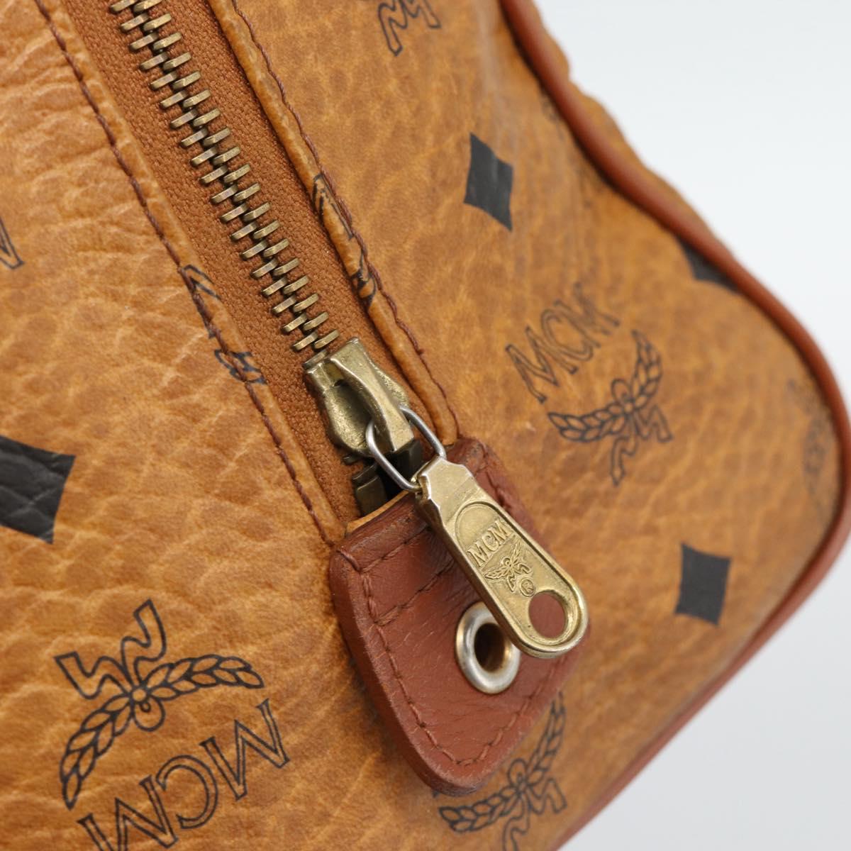 MCM Vicetos Hand Bag PVC Leather Brown Gold Tone Auth 192694