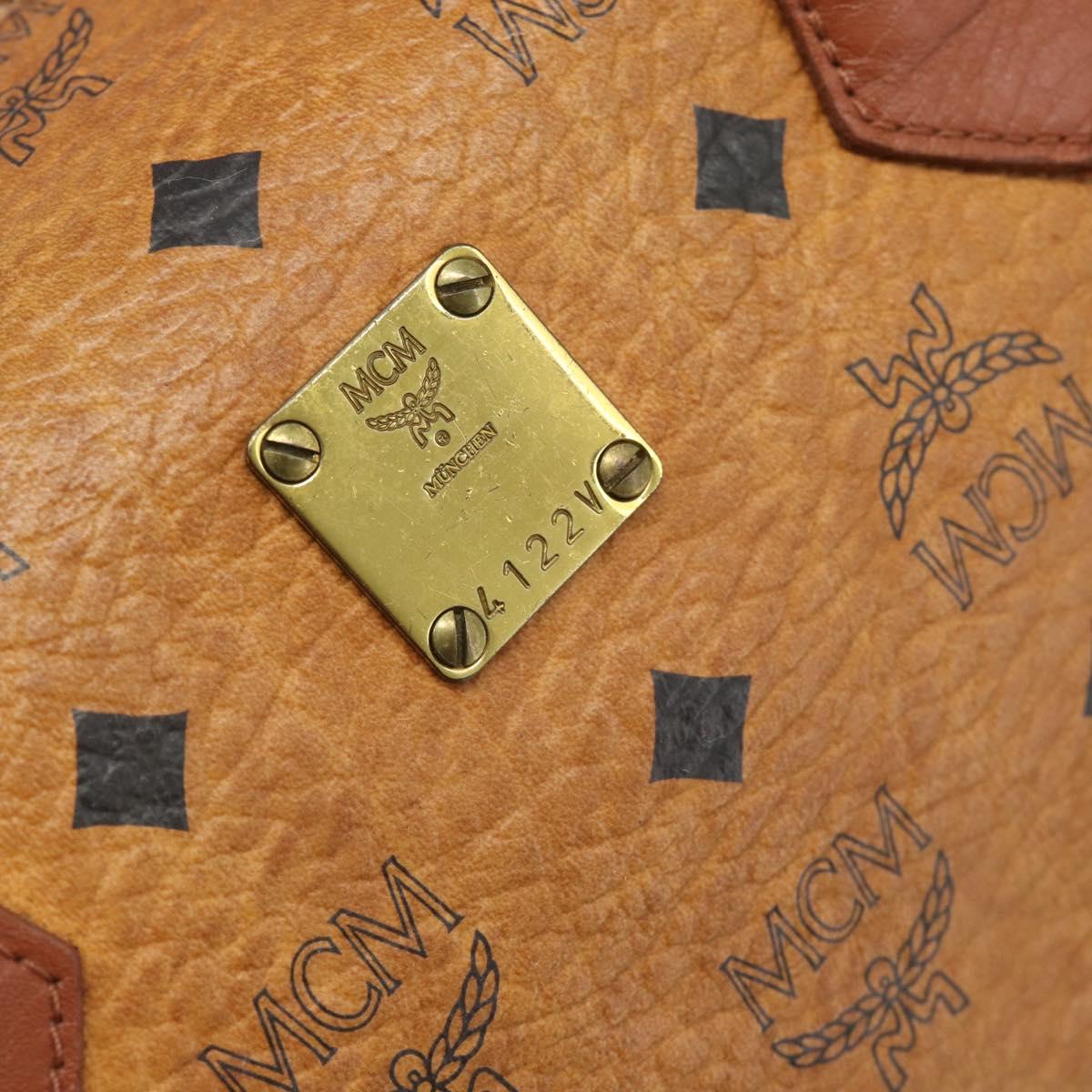 MCM Vicetos Hand Bag PVC Leather Brown Gold Tone Auth 192694