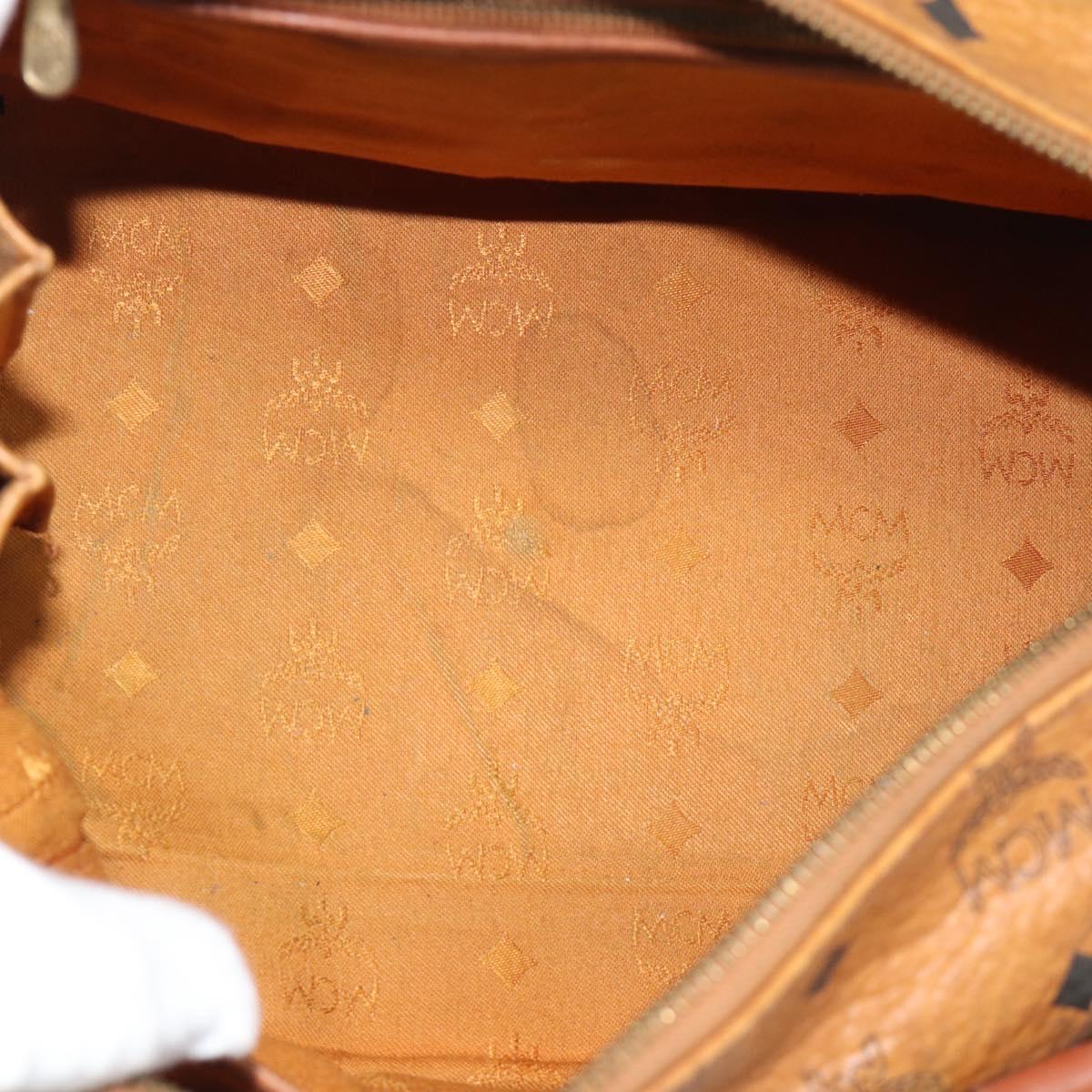 MCM Vicetos Hand Bag PVC Leather Brown Gold Tone Auth 192694