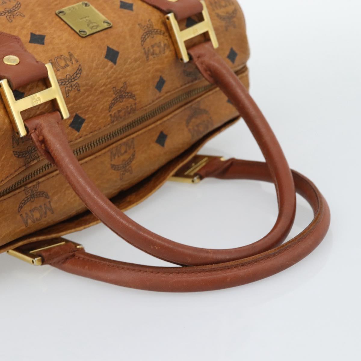 MCM Vicetos Hand Bag PVC Leather Brown Gold Tone Auth 192694