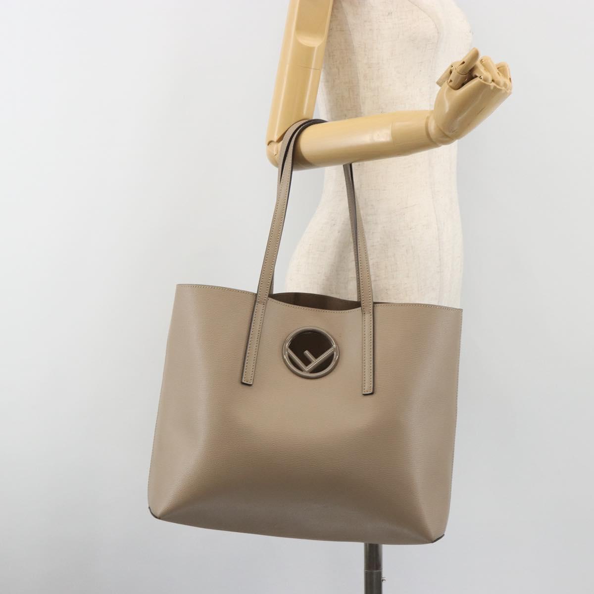 FENDI F's Tote Bag Leather Gray 8BH348 Auth 192696A