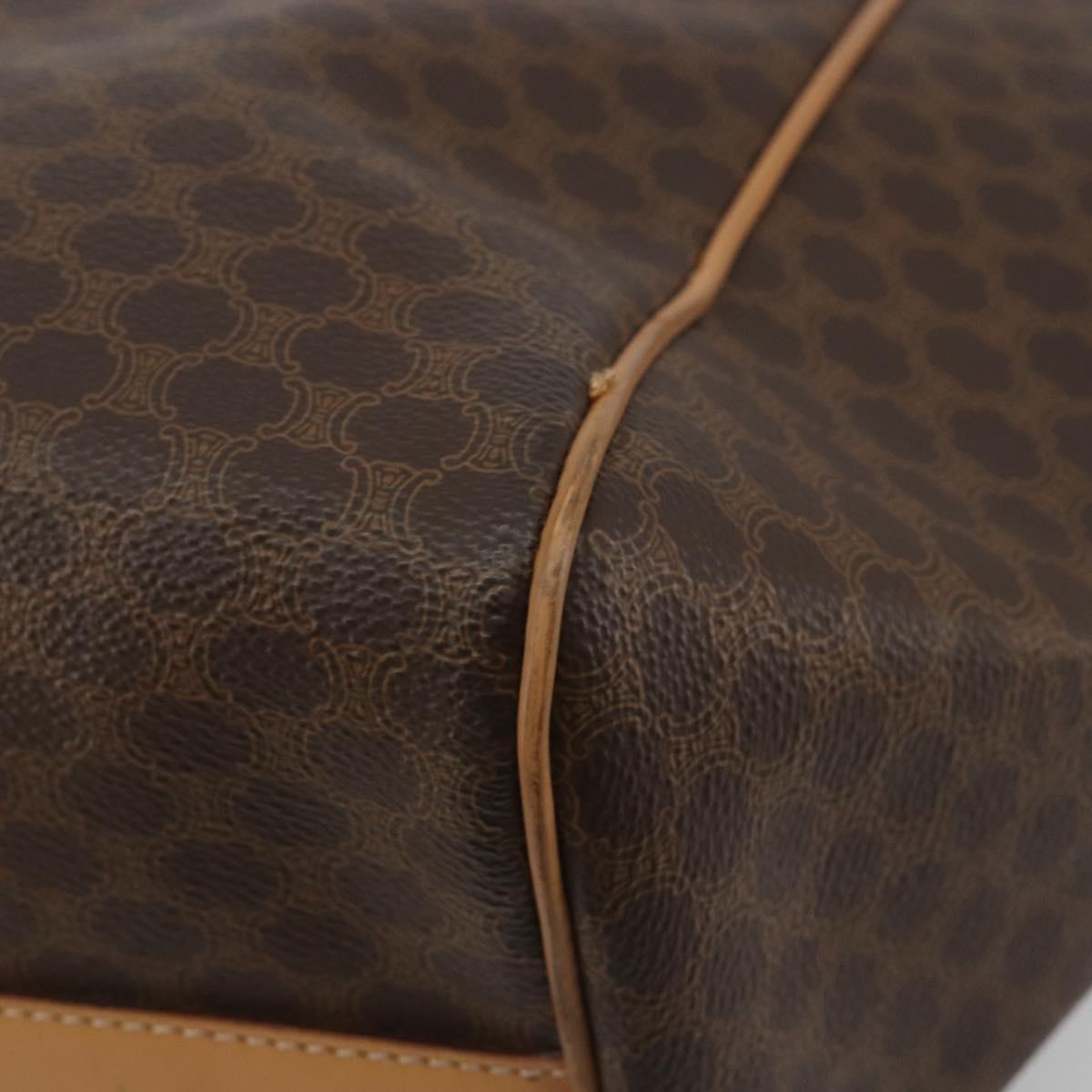 CELINE Macadam Tote Bag PVC Leather Brown Gold Tone Auth 192701