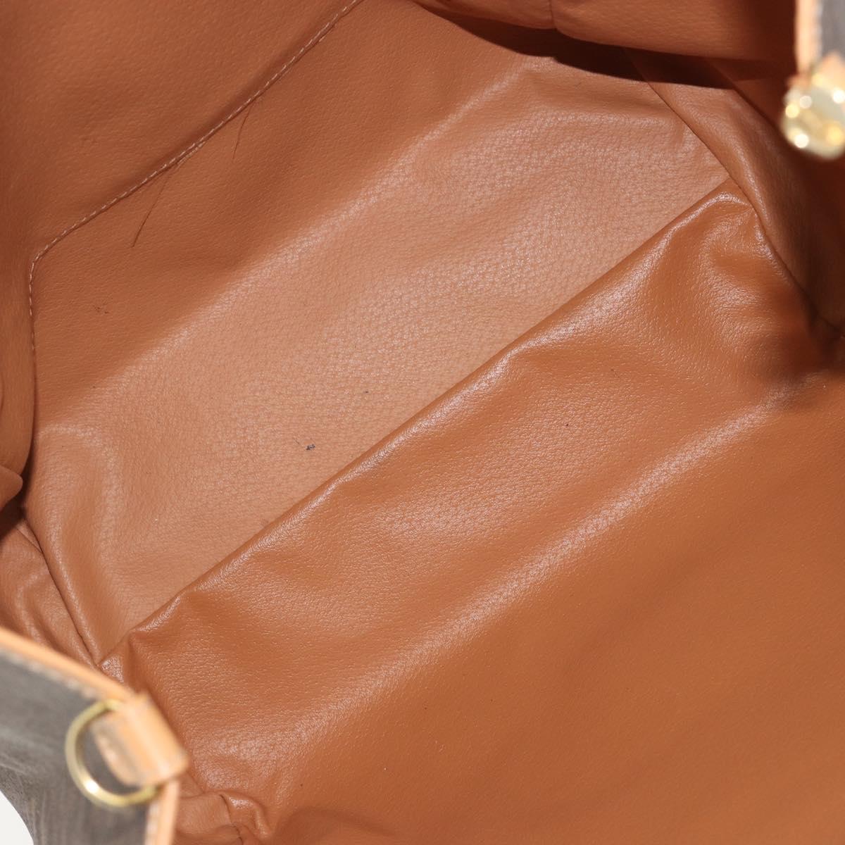 CELINE Macadam Tote Bag PVC Leather Brown Gold Tone Auth 192701
