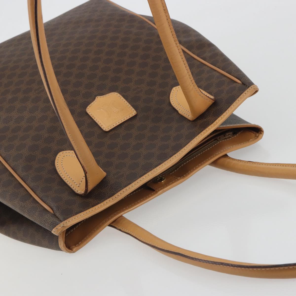 CELINE Macadam Tote Bag PVC Leather Brown Gold Tone Auth 192701