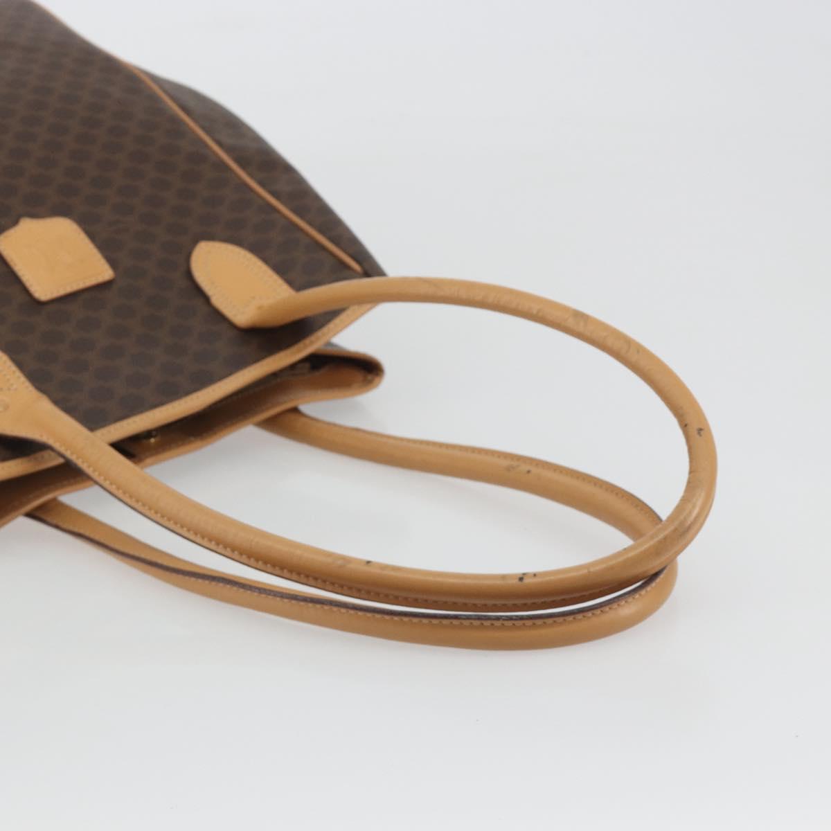 CELINE Macadam Tote Bag PVC Leather Brown Gold Tone Auth 192701