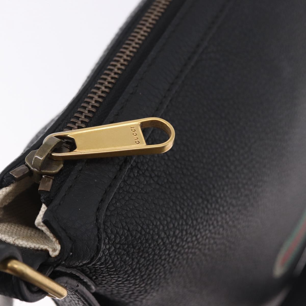 GUCCI Shoulder Bag Leather Black Gold Tone 523588 Auth 192702A
