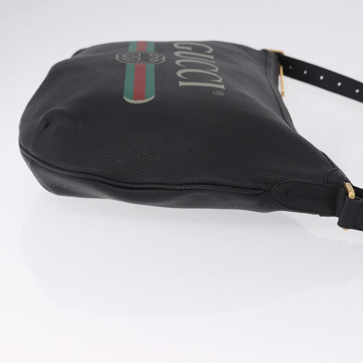 GUCCI Shoulder Bag Leather Black Gold Tone 523588 Auth 192702A